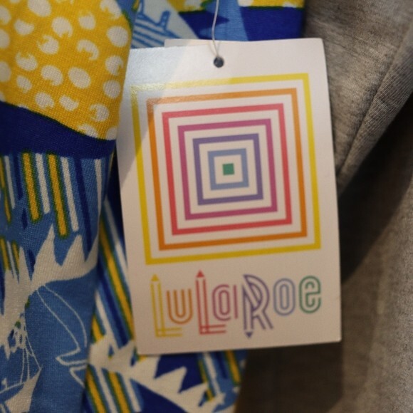 Lularoe Randy Raglan Tshirt Super Soft Gray Sleeve Colorful Geometric 2X - Picture 9 of 14
